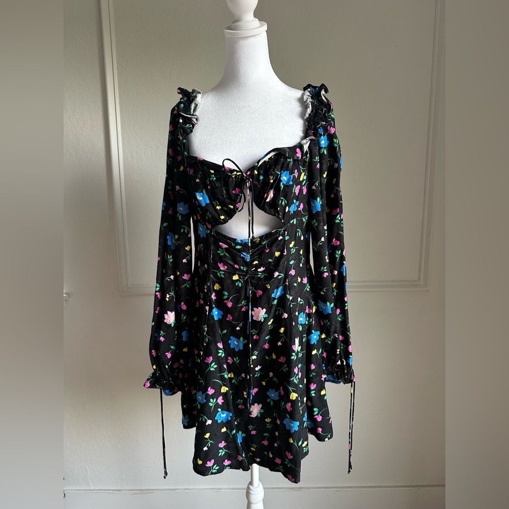 FOR LOVE AND LEMONS Lexy Long Sleeve Floral Mini Dress | Size: Large